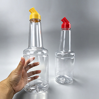 Bouteille en plastique PET transparente ronde de 32 oz sans BPA pour huile d'olive, sauce soja, vinaigre, miel, liquides