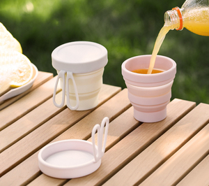 Socan Silicone Folding Water Bottles Mini Retractable <strong>Cup</strong> Silicone <strong>Collapsible</strong> <strong>Cup</strong> with Lid Travel Camping Outdoor Activity - Product Image 1