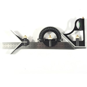 Règle d'angle de travail du bois fonctionnelle à 180 degrés avec niveau, outil de mesure en acier inoxydable de 300 mm, ensemble en alliage d'aluminium - Product Image 4