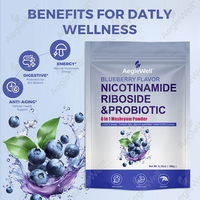 AegleWell Bubuk Jamur 6-in-1 Rasa Blueberry dengan Nikotinamida Ribosida & Probiotik
