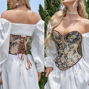 Korte Tube Top Dames Corset Monet Olieverfschilderij Stijl <span class=keywords><strong>Hot</strong></span> Girl Bone Overbust Corset Buikcontrole Push-up Borstvormer - Product Image 4