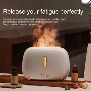 2024 New Home Use Office Air Ultrasonic Humidifier Essential Oil Aroma Flame Diffuser Fragrance Fire Humidifier