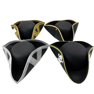 Cappelli Tricorno da Pirata SOLPOP, Cappello Tricorno Nero Coloniale Rivoluzionario per Accessori Costume di Halloween e Cosplay - Product Image 1