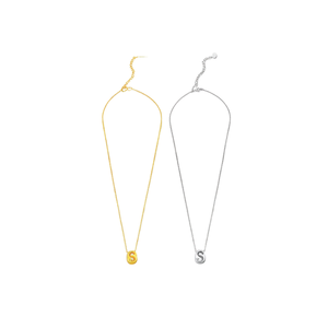 Collana in Acciaio Inossidabile con Ciondolo a Lettera S Monofacciale da 1CM, Catena alla Moda - Product Image 1