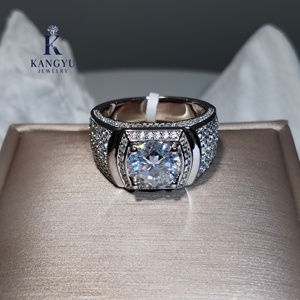 Offre Spéciale Vintage Hip Hop 925 Sterling Silver Moissanite <span class=keywords><strong>Ring</strong></span> - Iced Out Retro Bling <span class=keywords><strong>Ring</strong></span> for <span class=keywords><strong>Men</strong></span> - Product Image 3