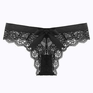 Culotte en dentelle Culotte féminine taille basse sans couture grande taille pour femme Culotte girly respirante avec nœud - Product Image 2