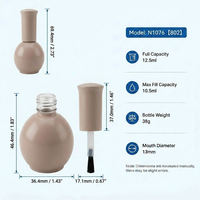 Flacon de vernis à ongles vide de luxe rond de 12,5 ml pour gel UV, facile à ouvrir avec pinceau, vente en gros