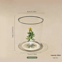 Tasse à lait en verre borosilicate 3D en forme de sapin de Noël, sans poignée, avec couvercle, résistante aux hautes températures, compatible micro-ondes et lave-vaisselle