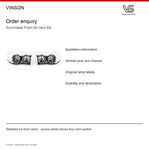 Kit de ventilación frontal iluminado para Mercedes Benz Clase S W222 2014-2017, seis ventilaciones frontales con vista de detalle. - Product Image 6