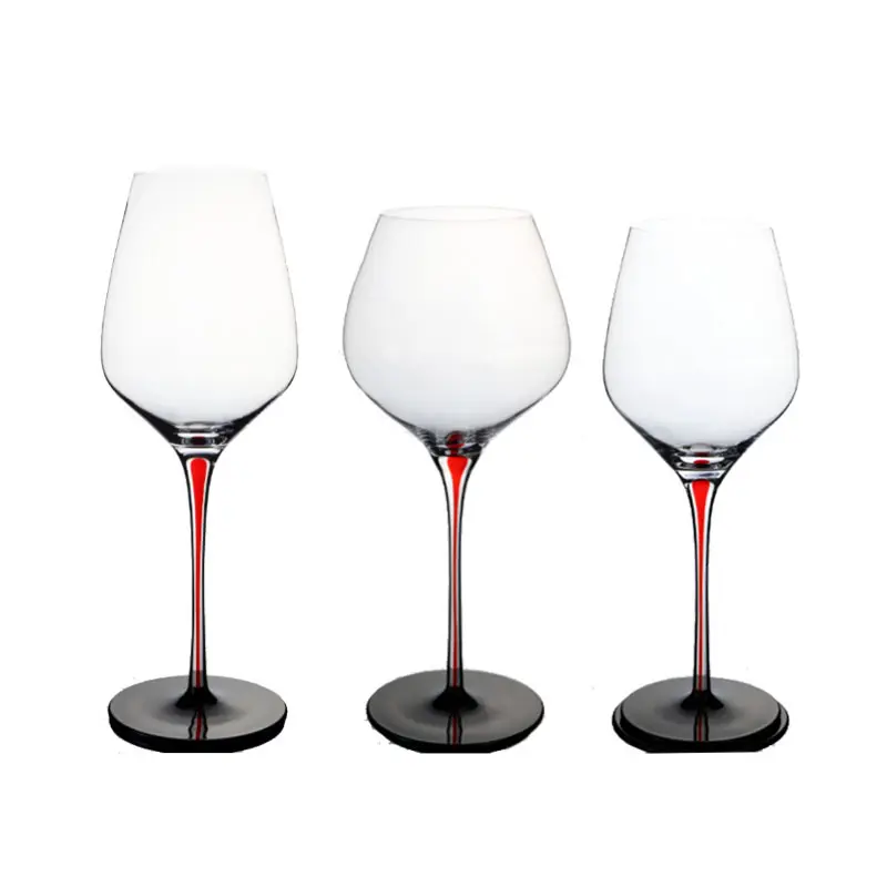 Wholesale Drinking Glassware Clear Wine Glasses Goblet Creative Unique Gold Stem Red Wine Glasses