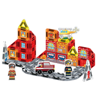 Vente en gros de 46 pièces de blocs magnétiques miniatures portables, jeu de société de bureau, jeu de table de voyage sur le thème de la lutte contre les incendies, personnalisable OEM