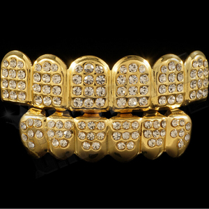 Blues Fashion latón completo cristal rhinestone helado diamante libre dientes grillz con diamantes de imitación para joyería de rapero de hip hop - Product Image 6