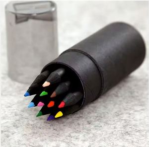 Crayons hexagonaux miniatures personnalisés avec logo imprimé, crayons de couleur en bois noir de haute qualité en vrac pour la promotion - Product Image 1