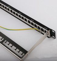 19 inci dengan Bar belakang yang dapat dilepas 1U 24 Port Cat8 Cat7 Cat6 Cat6A Cat5e STP Panel Patch jaringan terlindung