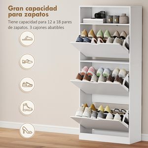 SENYU Meuble à chaussures autoportant moderne avec 2 tiroirs, rangement gain de place pour entrée, mobilier de maison, design minimaliste, blanc - Product Image 3