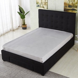 High-quality Contemporary Bedhead Design with <strong>Under</strong> <strong>Bed</strong> Four Storage <strong>Drawers</strong> with Wheels Upholstered Tufed Fabric <strong>Bed</strong> Frame - Product Image 5