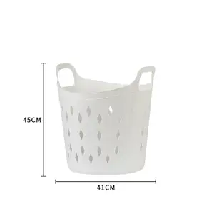 Multipurpose Laundry Hamper Bag with Handle, 41*41*45cm Large Capacity Clothes Basket for Washing Storage (White/Grey)