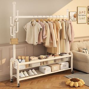 Porte-vêtements à <span class=keywords><strong>2</strong></span> niveaux pour chambre à coucher, style crème, avec roulettes, vente en gros d'usine - Product Image 2