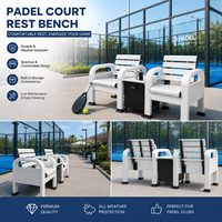 Banc d'extérieur sur mesure pour terrain de padel avec armoire de rangement, banc de sport extérieur en alliage d'aluminium