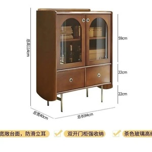 Solid Wood <b>Sideboard</b> Vintage Style <b>Storage</b> Cabinet 84x40x114cm Living Room Furniture Boxwood Mocha Finish - Product Image 4