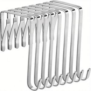 8pcs Heavy Duty Metal Over Door <b>Hooks</b> Single Tier for Hanging Clothes Towels <b>Bathroom</b> Wall Storage Versatile Use Kitchen Tools - Product Image 1