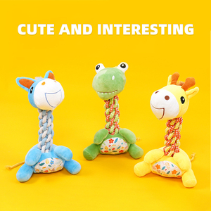 Produttore all'ingrosso <span class=keywords><strong>giraffe</strong></span> cavallo dinosauro Design Logo personalizzato masticare cane peluche corda giocattoli - Product Image 6
