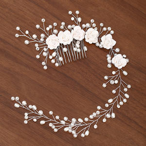 CHENGHE peigne à cheveux de mariée en <span class=keywords><strong>cuivre</strong></span> fait à la main épingles à cheveux pour femmes casque cristal naturel perle <span class=keywords><strong>couronne</strong></span> de mariage strass accessoires - Product Image 6