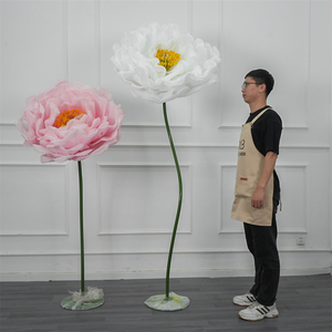 Flores Gigantes de Seda Rosa Hechas a Mano, Realistas, con Tallo, para Decoración de Ventanas, Bodas y Fiestas - Product Image 3