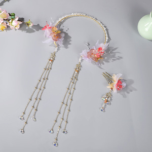 Tocado Hanfu para mujer, diadema de cristal exquisita estilo Tang, colgante para la frente, borla de estilo antiguo de hada, accesorio para el cabello de estilo antiguo - Product Image 5