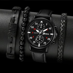 Set <span class=keywords><strong>Orologio</strong></span> da <span class=keywords><strong>Uomo</strong></span> Sportivo Casual alla Moda con Cinturino e Braccialetti, Set di Gioielli da <span class=keywords><strong>Uomo</strong></span> con <span class=keywords><strong>Orologio</strong></span> al Quarzo - Product Image 1
