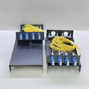 Boîtier de terminaison fibre optique de bureau OEM 4 ports, 8 fibres monomodes duplex LC UPC avec pigtail et flanges, panneau de brassage fibre optique ODF - Product Image 1