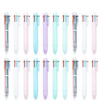 Bolígrafo Retráctil Multicolor con Cuerpo de Plástico en Tonos Pastel, Seis Tintas, Selector Fácil de Presionar, Logotipo Personalizado para Suministros de Oficina y Papelería