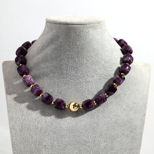 Collana di gioielli di nuova moda, collana di perle quadrate <span class=keywords><strong>colorate</strong></span>, geometriche rotonde dorate, - Product Image 5