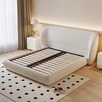 Gepolstertes Bettgestell für Schlafzimmer mit Flügel-Design, Holzlatten, einfache Montage