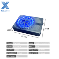 Subwoofer para Auto XDL Audio RGB Light Ultra Delgado, DC 12V, Bobina Simple, 10 Pulgadas, Activo, 180W RMS, Potencia Estéreo/Surround, Control Remoto