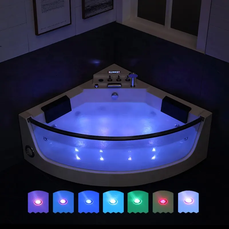Best Selling Acrylic Freestanding Water LED light spa Massage Bathtub Whirlpool Bathtub