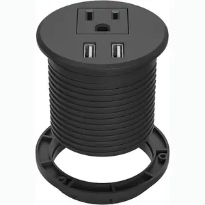 Œillet électrique pour canapé américain avec chargement USB, 2 pouces, trou, 1 prise, 2USBA, 5V, 2,1 a, noir
