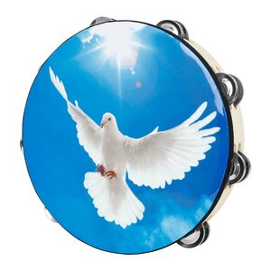 กลองแทมบูรีนแบบถือสองชั้น ขนาด 10 นิ้ว ลายนกพิราบสัญลักษณ์แห่งสันติภาพ ยี่ห้อ Orff Percussion - Product Image 5