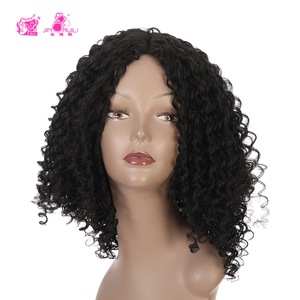 JINRUILI Perruque <span class=keywords><strong>mi</strong></span>-longue bouclée afro en <span class=keywords><strong>cheveux</strong></span> synthétiques haute température personnalisables, <span class=keywords><strong>cheveux</strong></span> frisés naturels noirs pour femme - Product Image 1