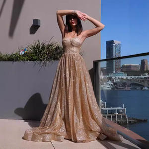 Gaun malam Satin Satin, gaun pesta makan malam <span class=keywords><strong>Prom</strong></span>, panjang lantai A-Line, ramping pinggang tanpa tali, gaun malam Satin - Product Image 2