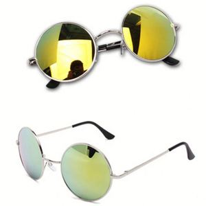 Lunettes de soleil rondes personnalisées avec logo, pas chères, pour hommes et femmes, verres miroir colorés UV400, monture en alliage, pour fêtes - Product Image 5