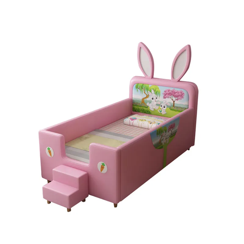 Muebles tapizados para habitación de niños, cama de cuero con dibujos animados de conejo, Princesa, gran oferta, del sudeste asiático