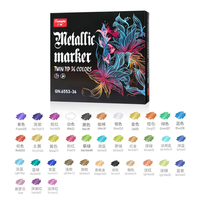 Marqueur d'art GuangNa, lot de 12/24/36 couleurs, double tête, métallique, effaçable, pointe ronde, pinceau de 2 mm, bricolage, peinture, pinceau