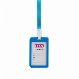 Porta badge verticale ILAN con cordino da 43 cm blu, accessorio per uso ufficio - Product Image 1