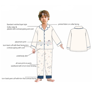 Ensembles de pyjamas pour garçons et filles en coton 100% imprimés sur mesure haut de gamme, à manches courtes et longues, écologiques et respirants pour enfants - Product Image 2