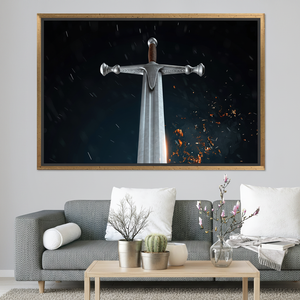 Samurai Sword <b>Canvas</b>: Modern Tempered Glass Print Wall Art,GOLD <b>FRAMED</b> <b>CANVAS</b> - Product Image 3