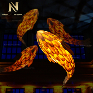 Thiết kế độc đáo tùy chỉnh trang trí trong nhà cá chiếu sáng bằng gỗ Dự Án Lớn sảnh khách sạn cầu thang dẫn đèn chùm - Product Image 2