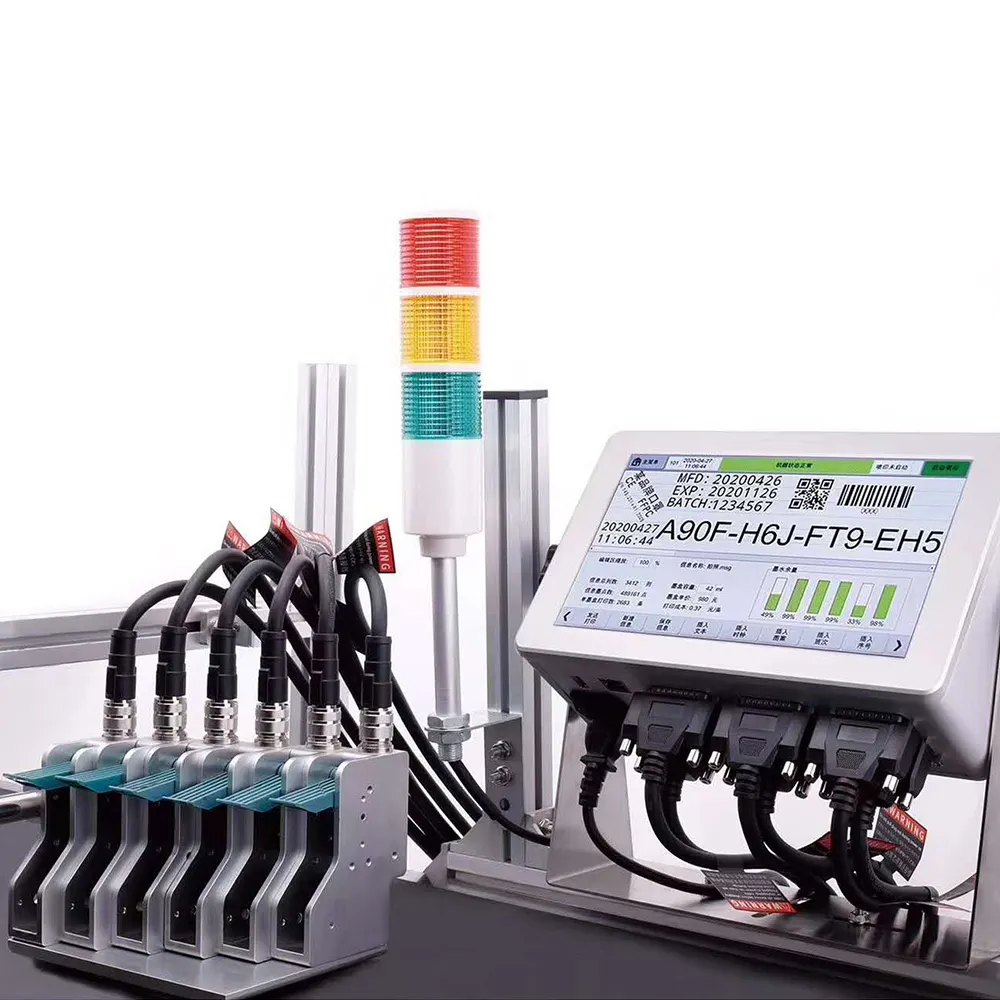 Keyer-impresora de códigos QR con 3-6 cabezales de impresión, impresora de inyección de tinta térmica en línea, 2,5, 42ml, tinta solvente CE