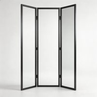 Triptyque mural pliable sur pied en métal noir de luxe pour artiste, 3 voies, pleine longueur, pour salon et maison