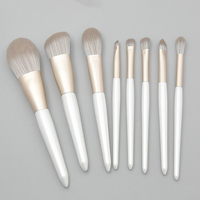 Nouvel ensemble de pinceaux de maquillage professionnel en fibre synthétique à manche en bois blanc, 8 pièces, pour le maquillage du visage et des yeux